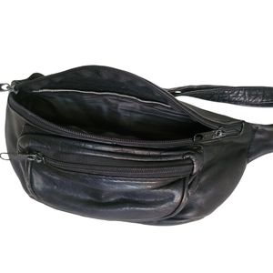 Black leather fanny pack